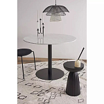 Круглый обеденный стол с белой мраморной столешницей White Tabletop on Black Base варинант исполнения - 3 | Loft Concept в Воронеже