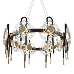 Люстра подвесная круглая черного цвета с круглыми прозрачными плафонами Virelia  варинант исполнения - 1 | Loft Concept в Воронеже