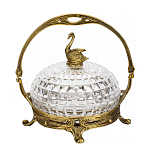 Конфетница из прозрачного рельефного стекла с ручкой и фигуркой лебедя Eden Garden варинант исполнения - 1 | Loft Concept в Воронеже