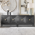 Тумба черная из дерева двухдверная Geometric Double Door Nightstand варинант исполнения - 4 | Loft Concept в Воронеже