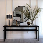 Настольная лампа с чёрным тканевым абажуром и металлическим корпусом золотого цвета Golden Arc варинант исполнения - 4 | Loft Concept в Воронеже