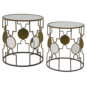 Набор из 2-х дизайнерских столов c зеркальной поверхностью Corona