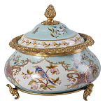 Шкатулка с крышкой из голубого фарфора с риунком птиц и цветов Blue Garden варинант исполнения - 1 | Loft Concept в Воронеже