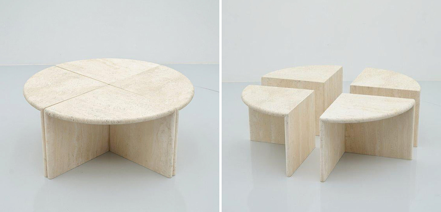 Модульный кофейный стол Set of Four Travertine Side or Coffee Tables Модульный кофейный стол Set of Four Travertine Side or Coffee Tables - Loft-Concept в Воронеже