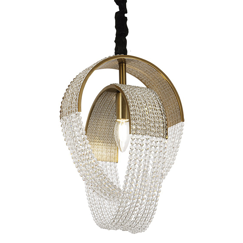 Подвесной светильник с хрустальными подвесками Godard Crystal Ring Hanging Lamp Латунь Прозрачный Черный Подвесной светильник с хрустальными подвесками Godard Crystal Ring Hanging Lamp Латунь Прозрачный Черный в Воронеже | Loft Concept