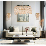 Люстра круглая с хрустальными подвесками на золотистом каркасе Roul Crystal Light варинант исполнения - 11 | Loft Concept в Воронеже