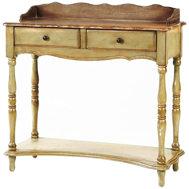 Деревянная консоль в стиле прованс с двумя ящиками Margery Wooden Provence Console Table Золотой дуб Деревянная консоль в стиле прованс с двумя ящиками Margery Wooden Provence Console Table Золотой дуб в Воронеже | Loft Concept
