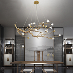 Люстра в виде золотой ветки с цветами Glass Flower Pendant Light варинант исполнения - 5 | Loft Concept в Воронеже
