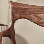 Стул деревянный с мягким сиденьем из коричневой натуральной кожи Moon Walnut Furniture варинант исполнения - 8 | Loft Concept в Воронеже