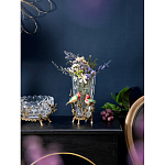 Ваза стеклянная прозрачная с бронзовым основанием в виде ветвей и фарфоровыми птичками Eden Garden варинант исполнения - 4 | Loft Concept в Воронеже