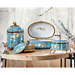 Ваза голубая с крышкой и цветочным узором Genuine Chinese Classics варинант исполнения - 3 | Loft Concept в Воронеже