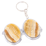 Зеркало брелок карманное двухстороннее из натурального камня Оникс Silver Stone Mirrors варинант исполнения - 2 | Loft Concept в Воронеже