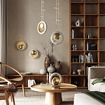 Настольная лампа с бежевым текстурным кольцом и латунным шаром в центре Tactile   варинант исполнения - 6 | Loft Concept в Воронеже