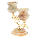 Подсвечник двухрожковый из натурального камня оникс Stone Candlestick варинант исполнения - 2 | Loft Concept в Воронеже