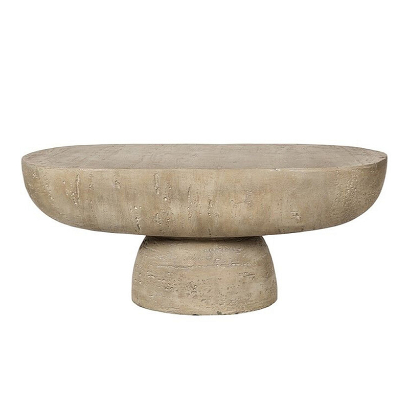 Столик кофейный кремового цвета с овальной столешницей и круглым основанием Cream Dalmen Table Кремовый в Воронеже | Loft Concept 