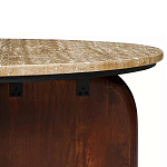 Кофейный столик с круглой столешницей на 2-х массивных деревянных ножках Tandem Travertine and Wood варинант исполнения - 3 | Loft Concept в Воронеже