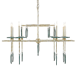 Люстра линейная с круглыми прозрачными подвесками  Horizontal Rectangular Chandelier варинант исполнения - 3 | Loft Concept в Воронеже