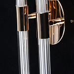 Бра с круглым основанием золотого цвета и двумя вертикальными плафонами Hex Scaffold варинант исполнения - 5 | Loft Concept в Воронеже