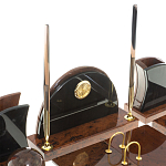 Настольный письменный набор с часами из природного камня обсидиана Oval Office варинант исполнения - 3 | Loft Concept в Воронеже