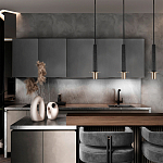 Подвесной светильник с узким цилиндрическим плафоном и золотым металлическим декором Concrete Pipe варинант исполнения - 8 | Loft Concept в Воронеже