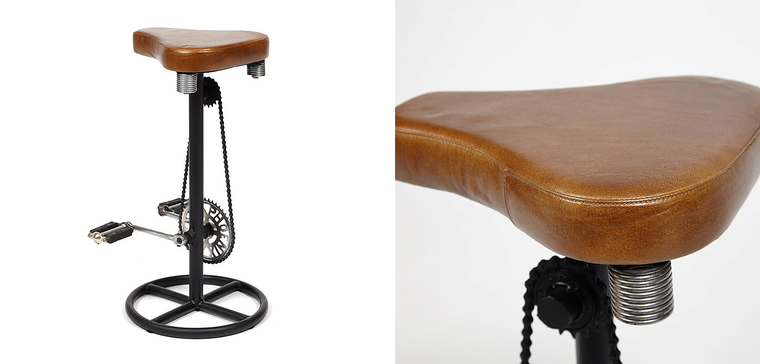Барный стул с педалями от велосипеда Industrial leather bar stool with bicycle pedals - Loft-Concept в Воронеже