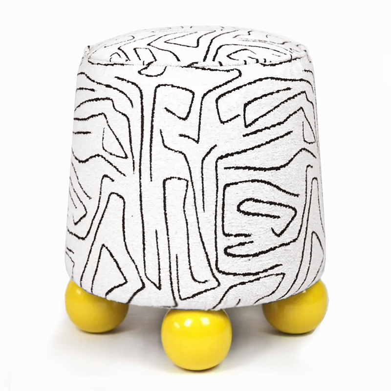 Пуф Wakonda с Желтыми круглыми ножками Белый Желтый в Воронеже | Loft Concept 