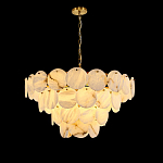 Люстра подвесная четырехъярусная с подвесками в форме дисков Cryptocrystalline Stone варинант исполнения - 1 | Loft Concept в Воронеже