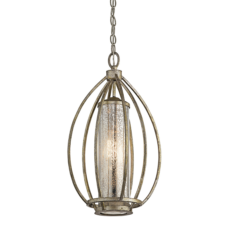 Подвесной светильник овальной формы с цилиндрическим плафоном в цвете сусальное серебро Kichler Серебро винтаж в Воронеже | Loft Concept 