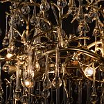 Подвесная люстра в виде ветвей деревьев золотого цвета с прозрачными подвесками-каплями 8 и 14 ламп Droplet Chandelier варинант исполнения - 7 | Loft Concept в Воронеже