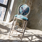 Барный стул из массива бука с изображением птиц и цветов Turquoise Beige Chinoiserie Garden Chair варинант исполнения - 7 | Loft Concept в Воронеже