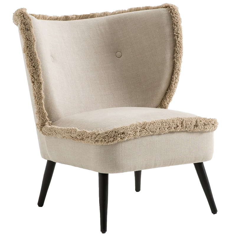 Кресло с декором бахрома Linen Fringe Chair Beige Бежевый Черный Кресло с декором бахрома Linen Fringe Chair Beige Бежевый Черный в Воронеже | Loft Concept