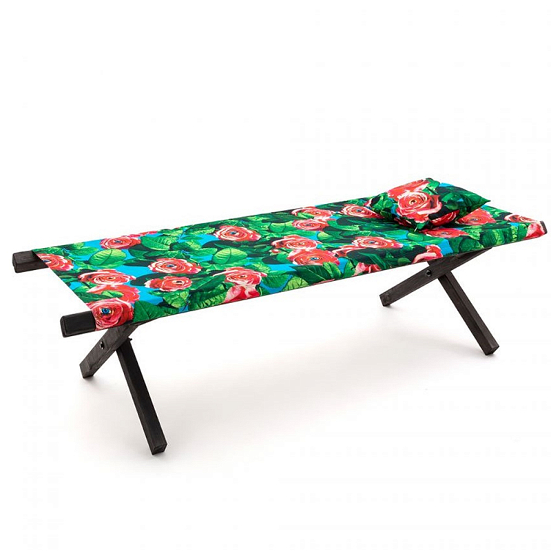 Шезлонг Seletti Poolbed Roses Черный Розовый Зеленый в Воронеже | Loft Concept 