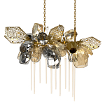 Люстра подвесная с 22-мя гранёными стеклянными плафонами с вертикальными подвесками Gilded Mirage  варинант исполнения - 1 | Loft Concept в Воронеже