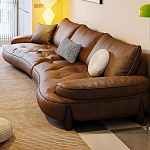 Диван кожаный с каркасом из массива дерева Medieval Furniture варинант исполнения - 4 | Loft Concept в Воронеже