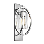 Бра цвета хром с круглой рамой и цилиндрическим прозрачным стеклянным плафоном на прямоугольном основании Feiss варинант исполнения - 1 | Loft Concept в Воронеже