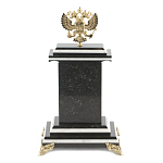 Часы настольные бронзовые с Гербом России из натурального камня Змевик Stone Clock варинант исполнения - 3 | Loft Concept в Воронеже