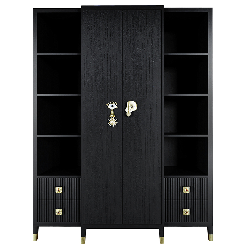 Большой шкаф с витриной Elsa Dreams Black Черный Золотой Большой шкаф с витриной Elsa Dreams Black Черный Золотой в Воронеже | Loft Concept