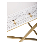 Приставной столик с выдвижным ящиком  White Table Carved Pattern варинант исполнения - 5 | Loft Concept в Воронеже