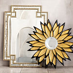 Зеркало-солнце в раме золотого и черного цвета Rays of Peace варинант исполнения - 3 | Loft Concept в Воронеже