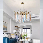 Люстра на подвесе с каркасом из металла и цветными подвесками из стекла Droplet Chandelier варинант исполнения - 1 | Loft Concept в Воронеже