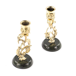 Подсвечники бронзовые на подставке из натурального камня нефрит Stone Candlestick варинант исполнения - 2 | Loft Concept в Воронеже