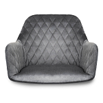 Барный стул со спинкой и подлокотниками на 4-х деревянных ножках Douglas Rhombus Серый Велюр варинант исполнения - 3 | Loft Concept в Воронеже