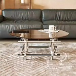 Дизайнерский журнальный стол с круглой столешницей на стальном основании Rivetyk варинант исполнения - 2 | Loft Concept в Воронеже