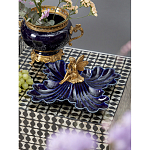 Менажница темно-синяя фарфоровая с бронзовой фигуркой ангела Eden Garden варинант исполнения - 2 | Loft Concept в Воронеже