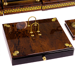 Настольный письменный набор с часами из природного камня обсидиана Royal Set варинант исполнения - 4 | Loft Concept в Воронеже