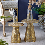 Журнальный столик с конусообразной основой и текстурной поверхностью золотого цвет Ethnic Metal варинант исполнения - 5 | Loft Concept в Воронеже