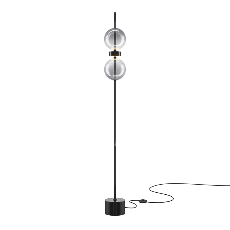 Напольный торшер светодионый Double Moon 3000К 15Вт Дымчатый (Smoke) Черный в Воронеже | Loft Concept 