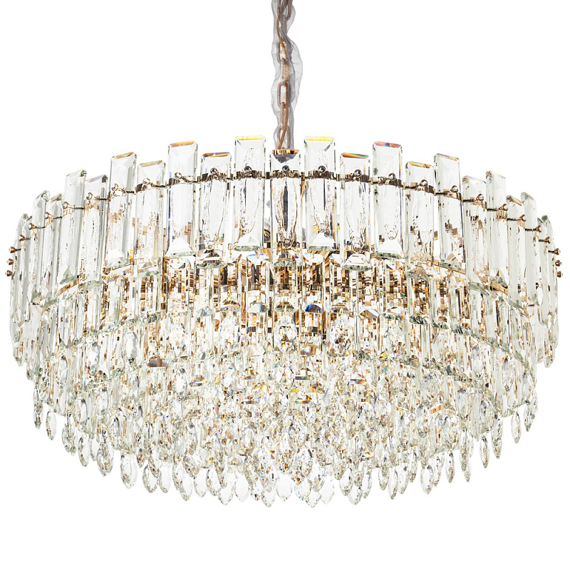 Круглая многоярусная люстра с хрустальным декором Cascade Waterfall Chandelier 18 Золотой Прозрачное Стекло Круглая многоярусная люстра с хрустальным декором Cascade Waterfall Chandelier 18 Золотой Прозрачное Стекло в Воронеже | Loft Concept