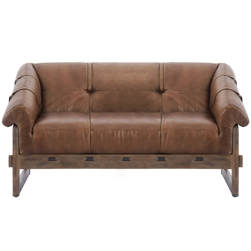 Двухместный диван Duncan винтажная коричневая кожа Коричневый винтаж в Воронеже | Loft Concept 