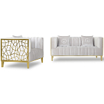 Кресло велюровое серое с фактурным каркасом золотистого цвета Best Traits варинант исполнения - 1 | Loft Concept в Воронеже